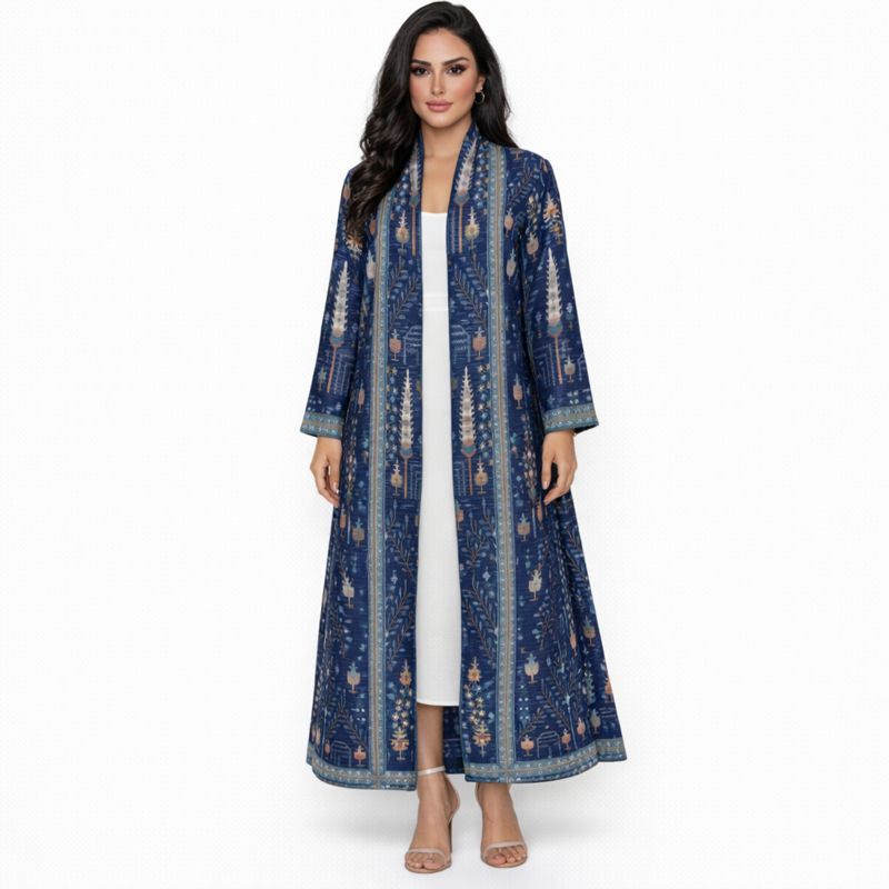 Pleated Abaya - GeoBlue