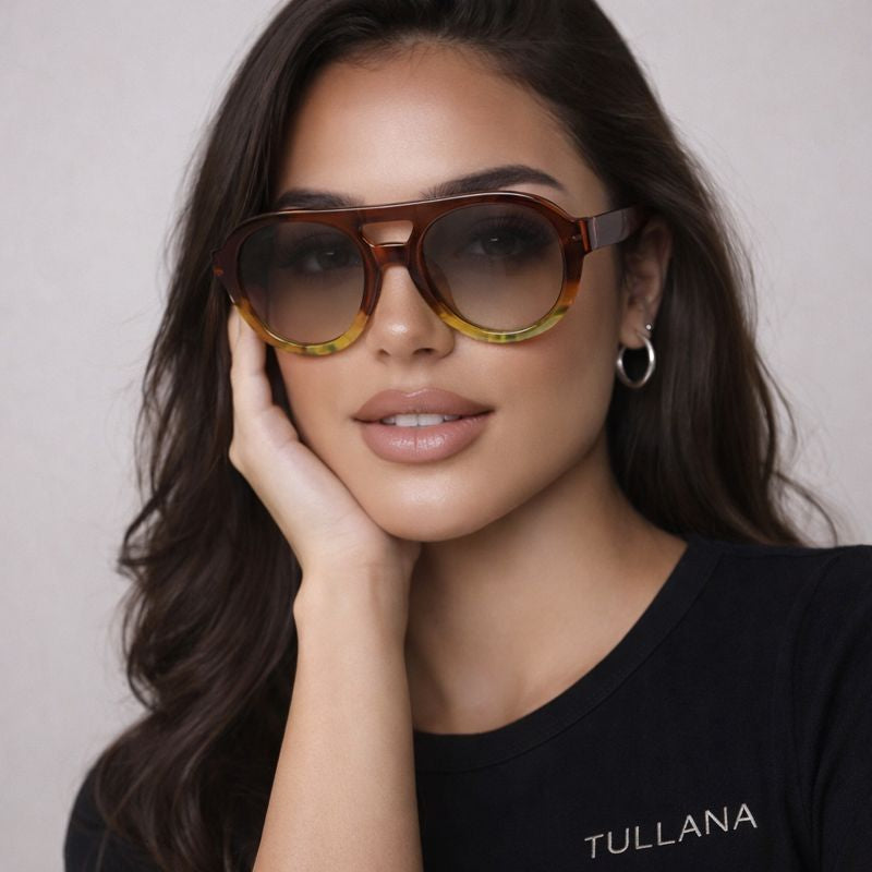 Fashionable Large Sunglasses - Brownish