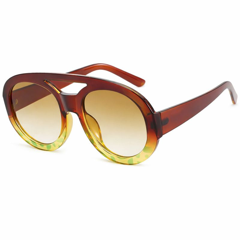 Fashionable Large Sunglasses - Brownish
